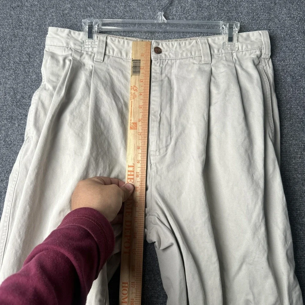 VTG Abercrombie & Fitch Pants Mens 34x32 Beige Chino Pleated Relaxed Fit Cotton